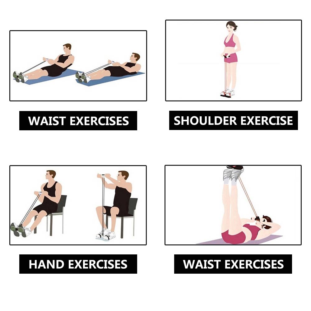 4 Tube Resistance Bands Latex Pedal Exerciser