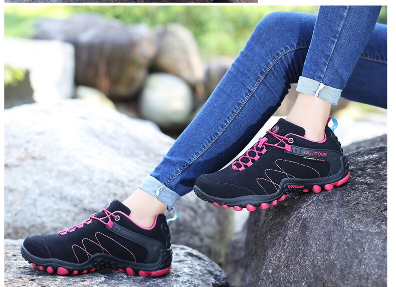 Women Leather Hiking Shoes Outdoor