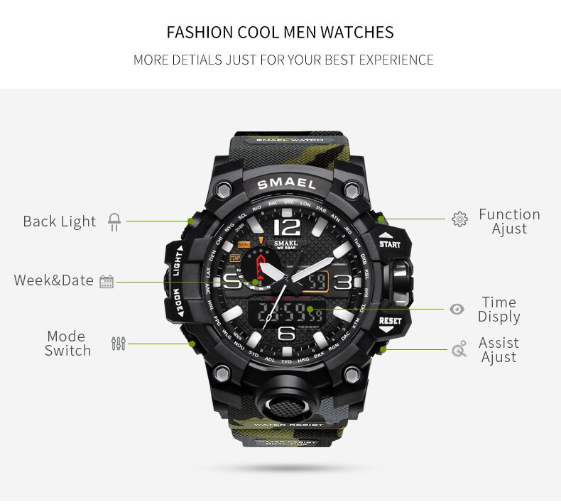Rugged Sports Watches for Men with Digital and Analogue Display Rugged Sports Watches for Men with Digital and Analogue Display