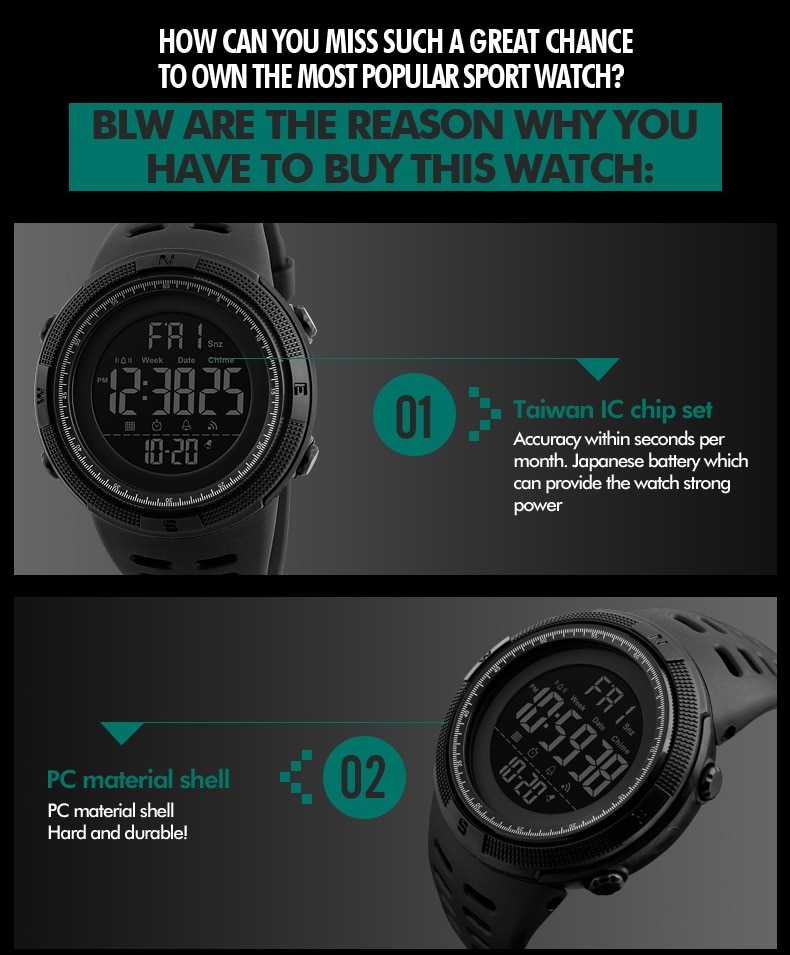 Sports Watch for Men with Digital Display