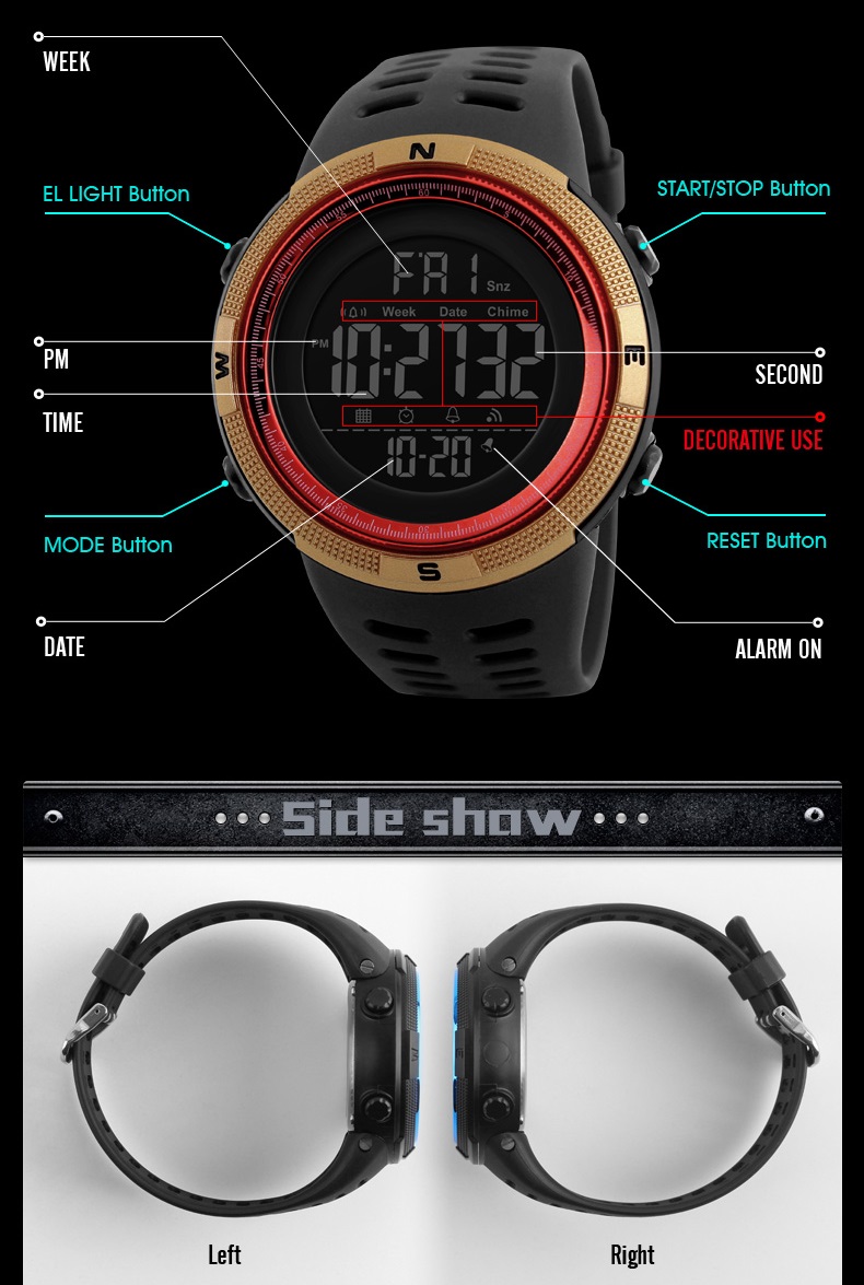 Sports Watch for Men with Digital Display