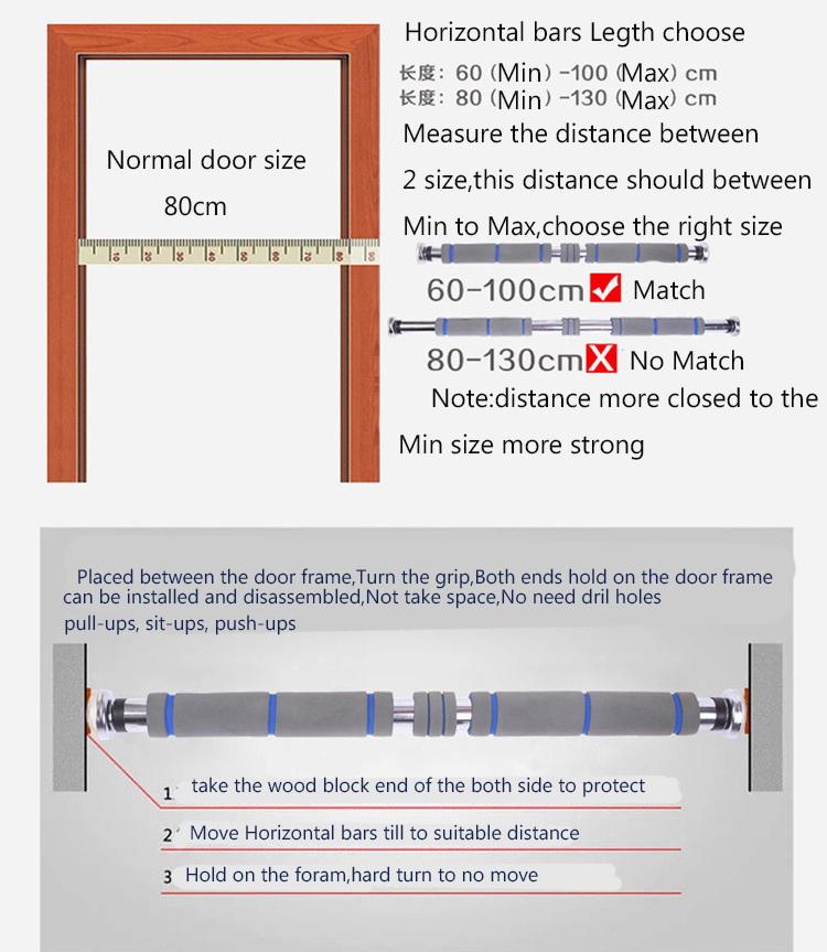 Door Horizontal Bars Steel 200kg Adjustable Home Gym