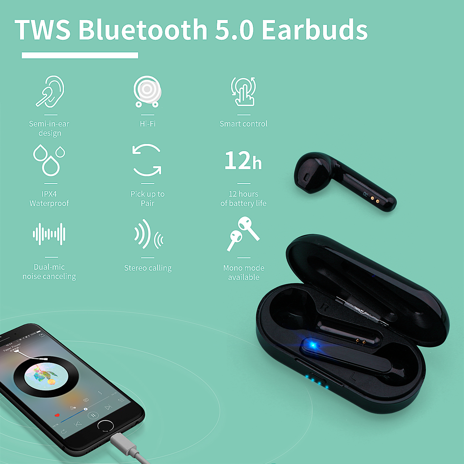 Wireless Bluetooth Earphone with Charging Case