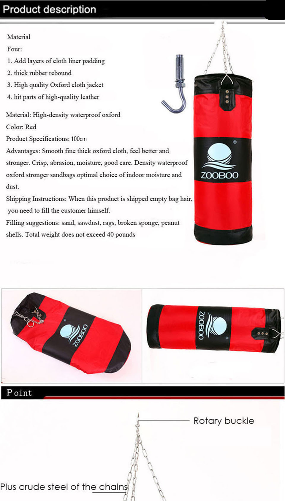 Fitness MMA Boxing Sandbag with Set Wraps & Hook & a pair Gloves